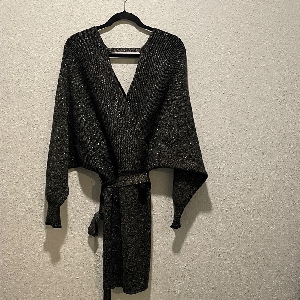 Gianni Bini Alston Black Silver Long Sleeve Sweater Mini Dress - Picture 5 of 5